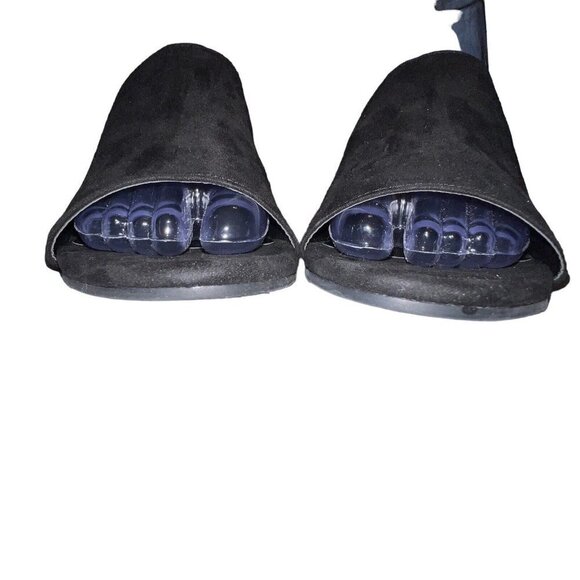 American Eagle Women Black Suede Slip On Mule Block Heel Open Toe Size‎ 9 Shoe - Picture 3 of 10